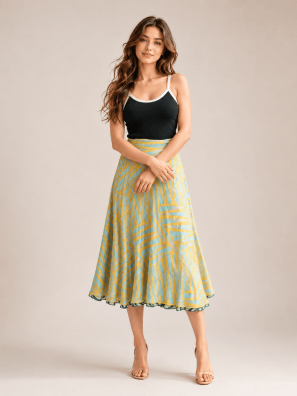 Geometric Striped Short Skirt