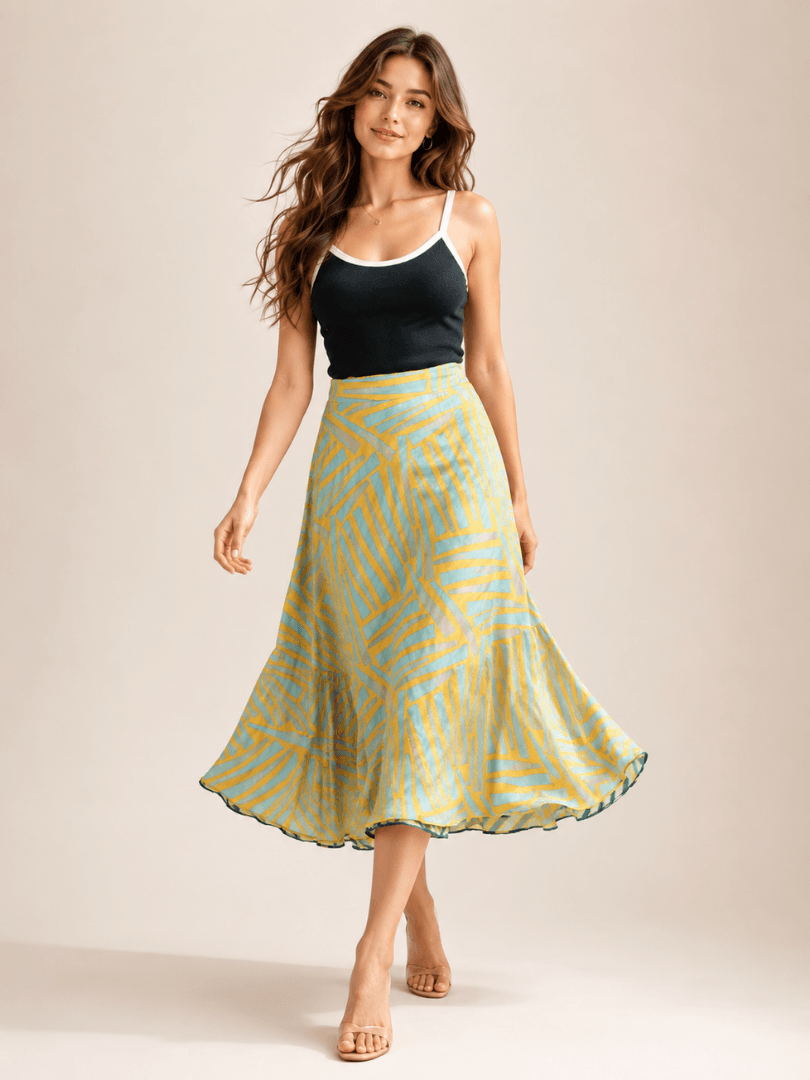 Geometric Striped Short Skirt
