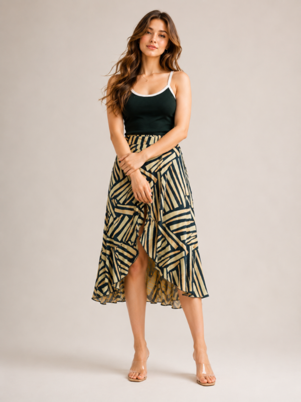 Geometric Striped Short Skirt