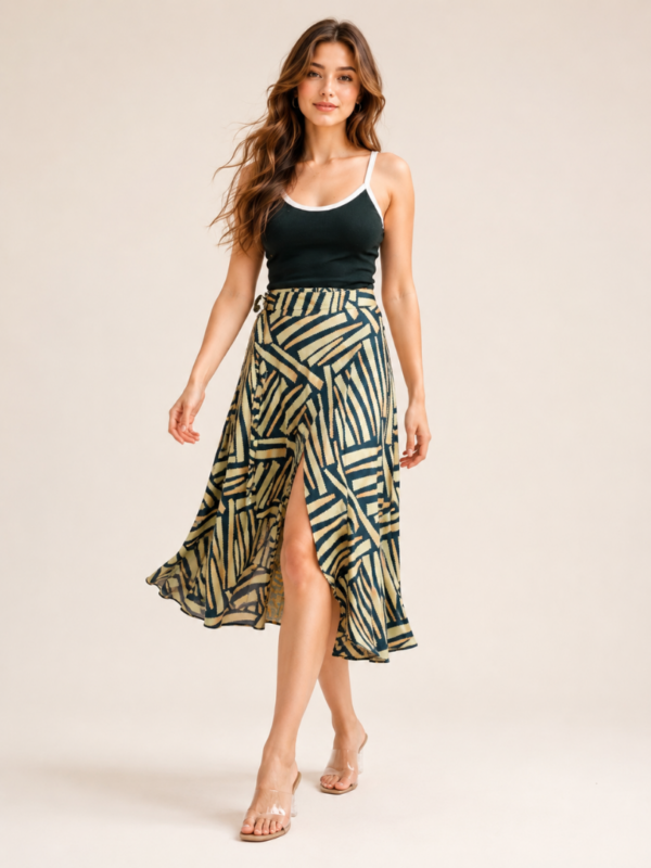 Geometric Striped Short Skirt