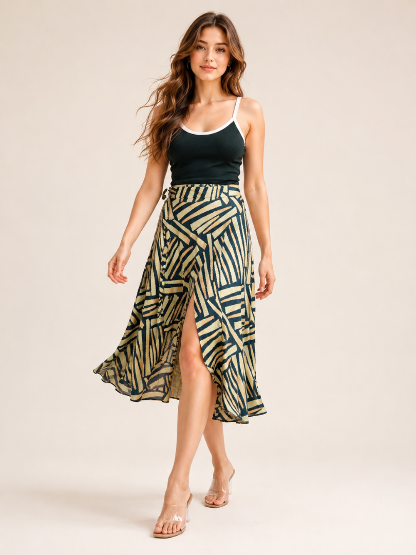 Geometric Striped Short Skirt
