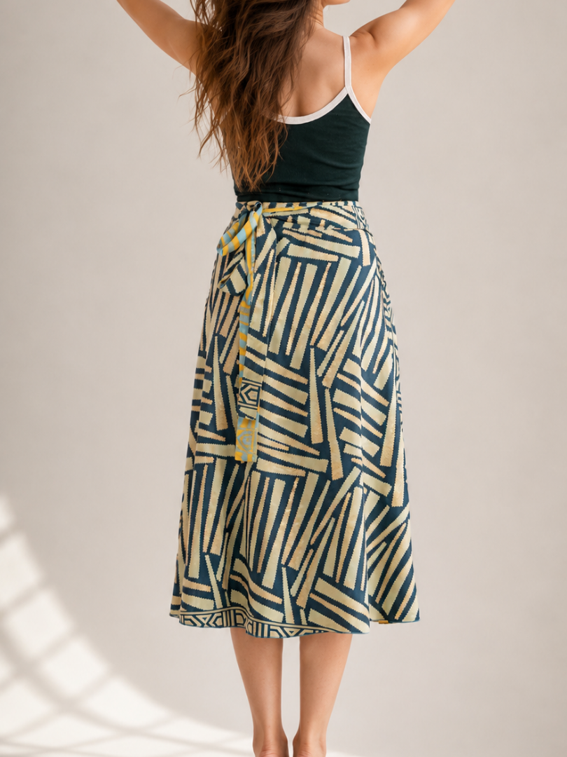 Geometric Striped Short Skirt