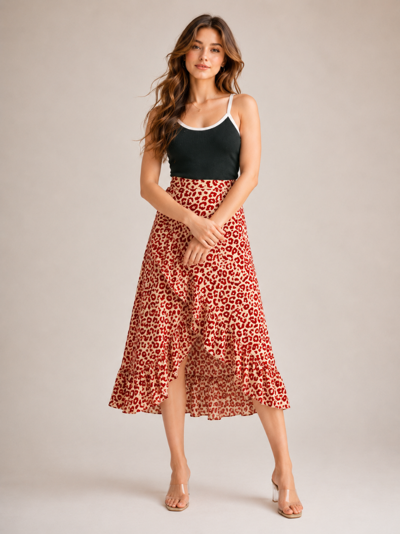 1 (2) Lavender Zigzag Draped Skirt