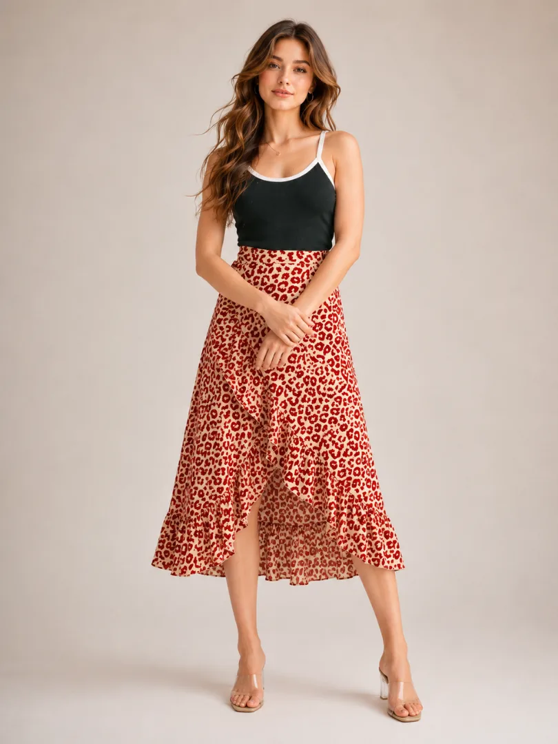 1 (2) Lavender Zigzag Draped Skirt