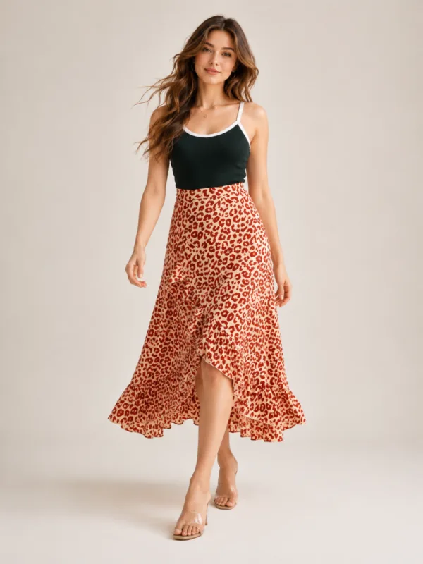 1 (4) Lavender Zigzag Draped Skirt