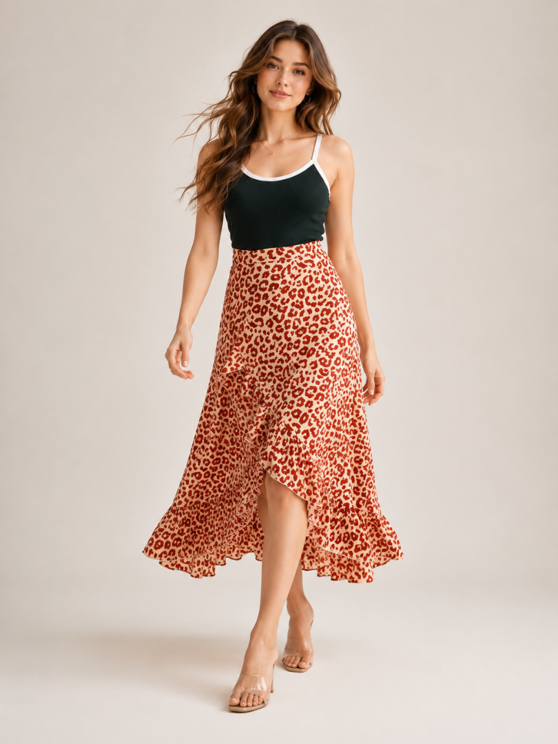 1 (4) Lavender Zigzag Draped Skirt
