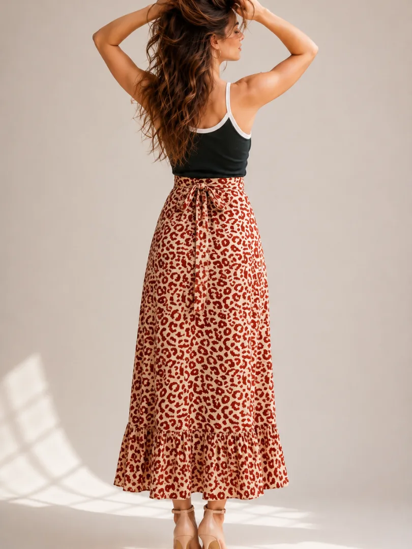 1 (5) Lavender Zigzag Draped Skirt