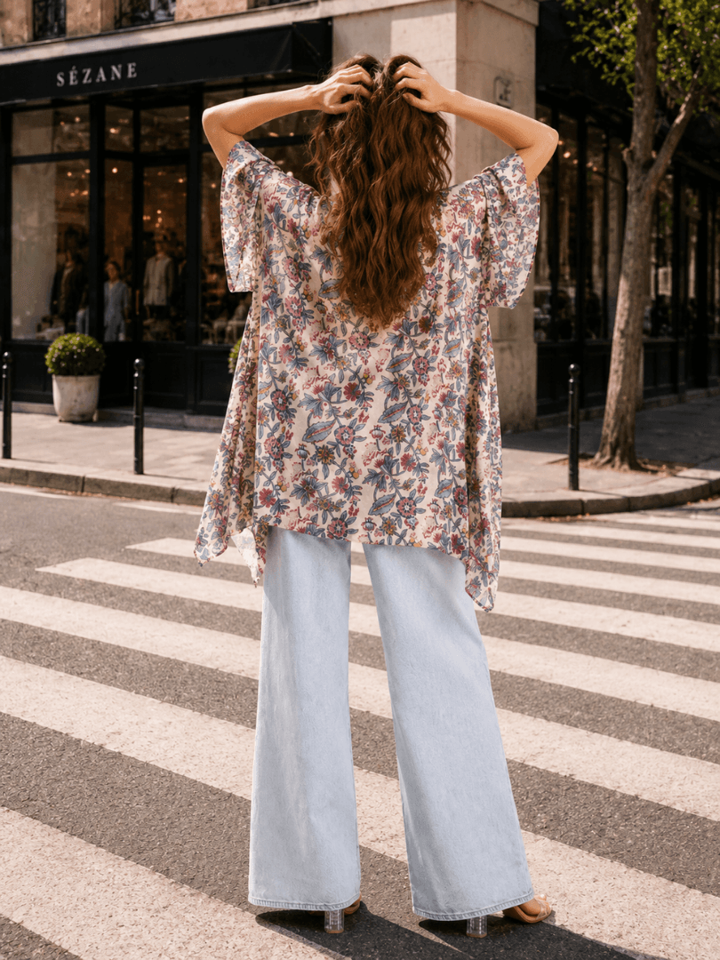 Peach Ethnic Short Kimono