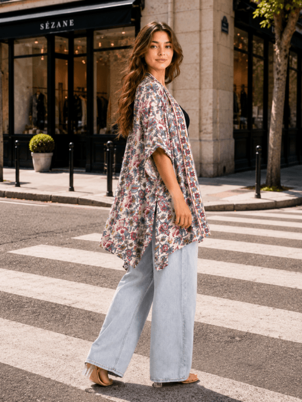 Peach Ethnic Short Kimono