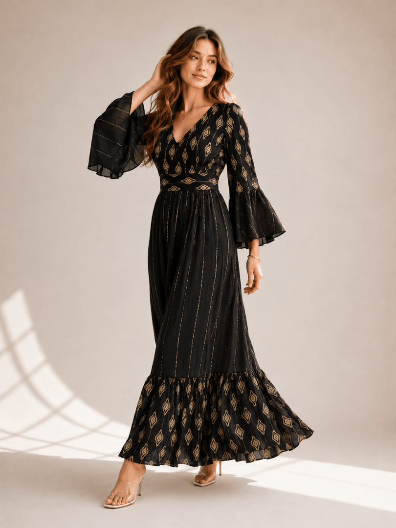 5 (2) Women’s Black Printed Dress