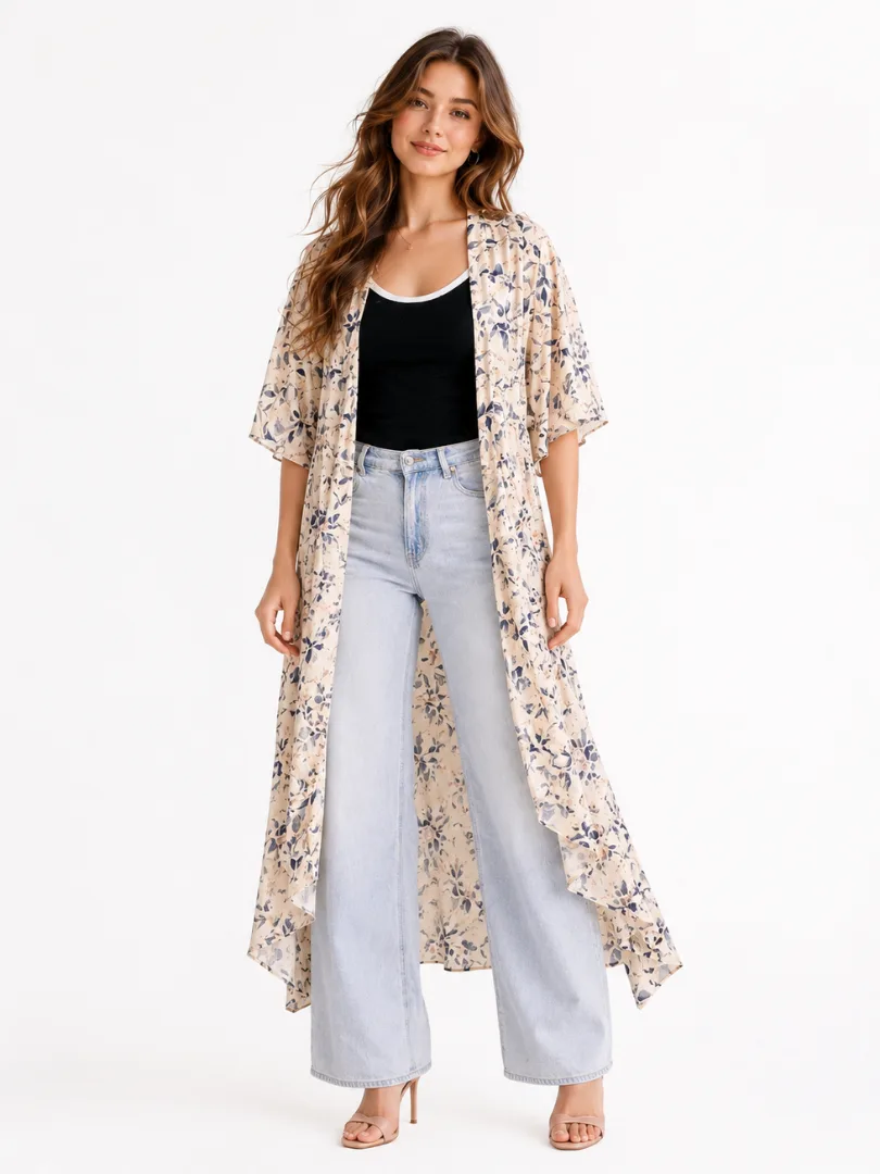 Multi-Color Boho Floral Kimono