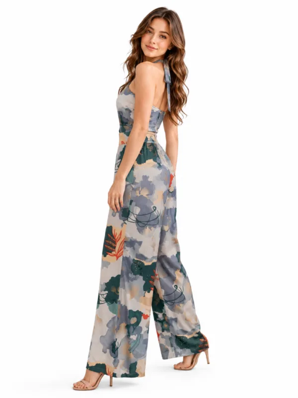 KedarExports (1) Deep V Tropical Printed Jumpsuit