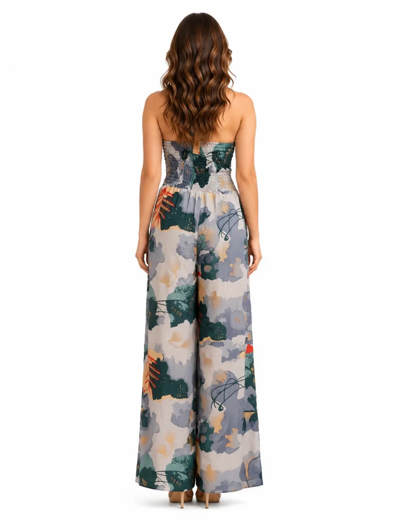KedarExports (2) Deep V Tropical Printed Jumpsuit