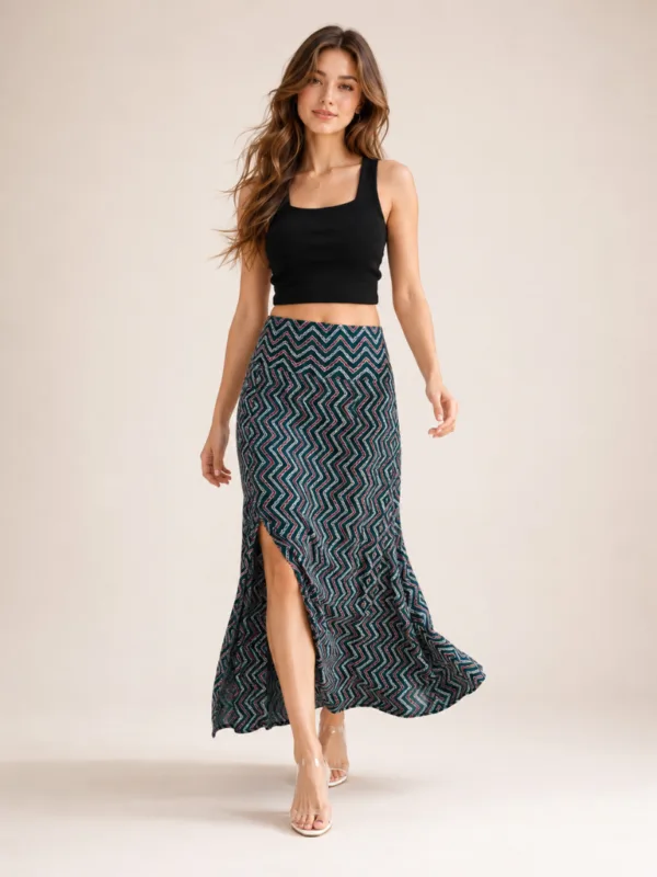Women’s Grey Printed Long Skirt