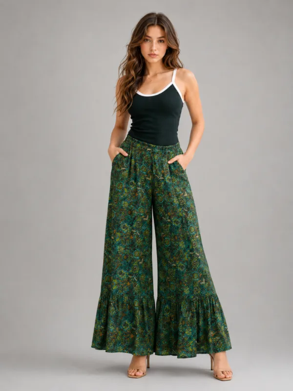 Emerald Geometric Fitted Palazzo