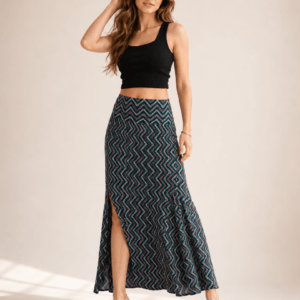 Women’s Grey Printed Long Skirt