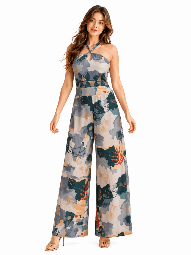 KedarExports (3) Deep V Tropical Printed Jumpsuit