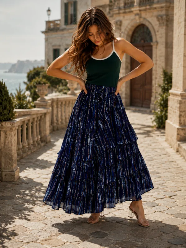 Mustard Fringed Wrap Skirt