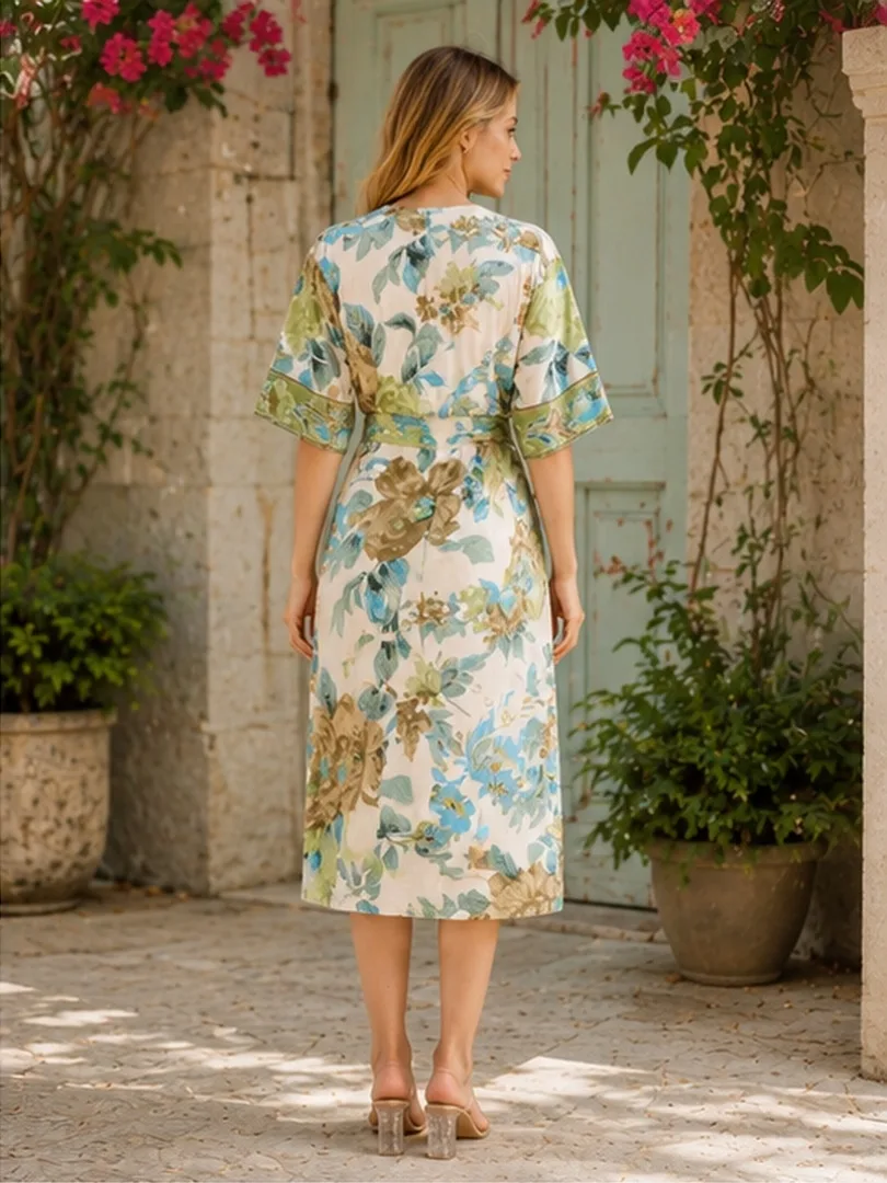Floral Printed Kimono Dress