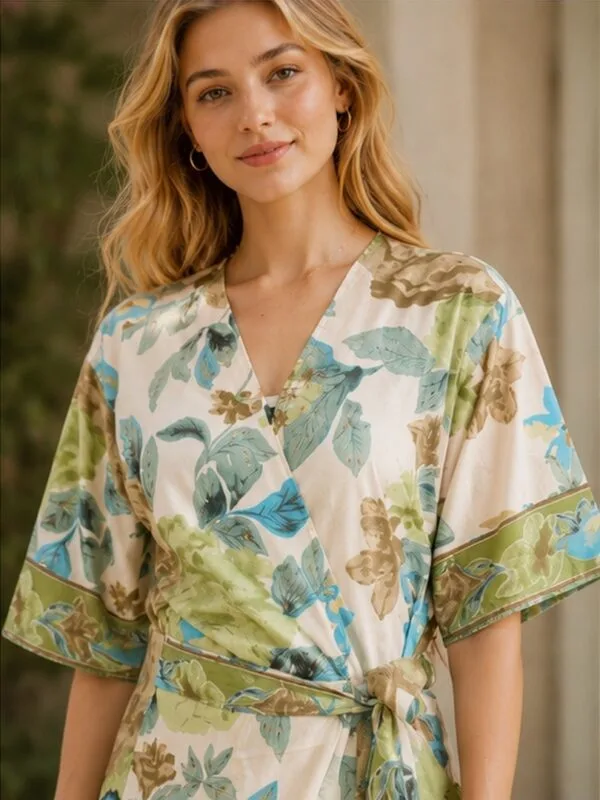 Floral Printed Kimono Dress